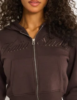 Shop Kaiia Studio Script Logo Cropped Zip Up Hoodie Sculpt & Leisure | Kaiia The Label
