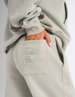 Sale Kaiia Studio Script Logo Wide Leg Joggers Matcha Sculpt & Leisure | Kaiia The Label