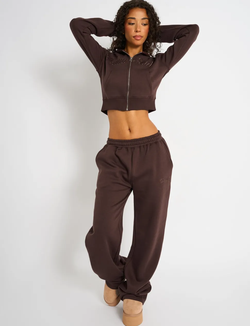 Shop Kaiia Studio Script Logo Cropped Zip Up Hoodie Sculpt & Leisure | Kaiia The Label