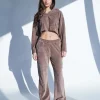 Hot Kaiia Studio Velour Wide Leg Pants Brown Sculpt & Leisure | Kaiia The Label