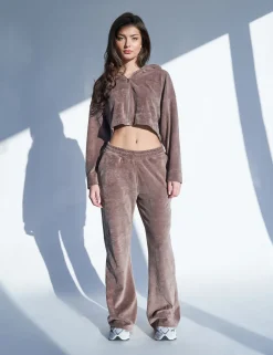Hot Kaiia Studio Velour Wide Leg Pants Brown Sculpt & Leisure | Kaiia The Label