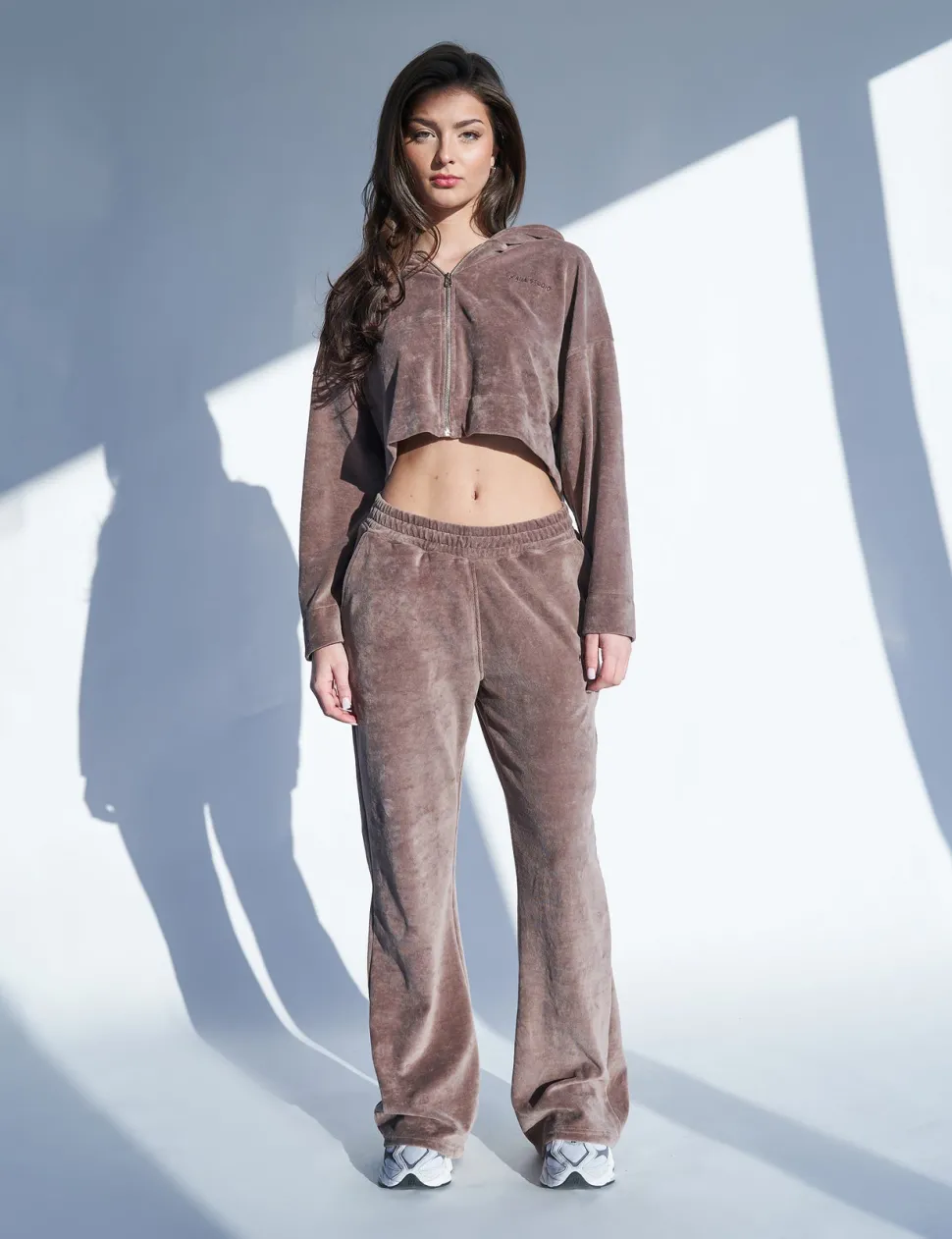 Hot Kaiia Studio Velour Wide Leg Pants Brown Sculpt & Leisure | Kaiia The Label