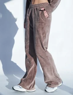 Hot Kaiia Studio Velour Wide Leg Pants Brown Sculpt & Leisure | Kaiia The Label