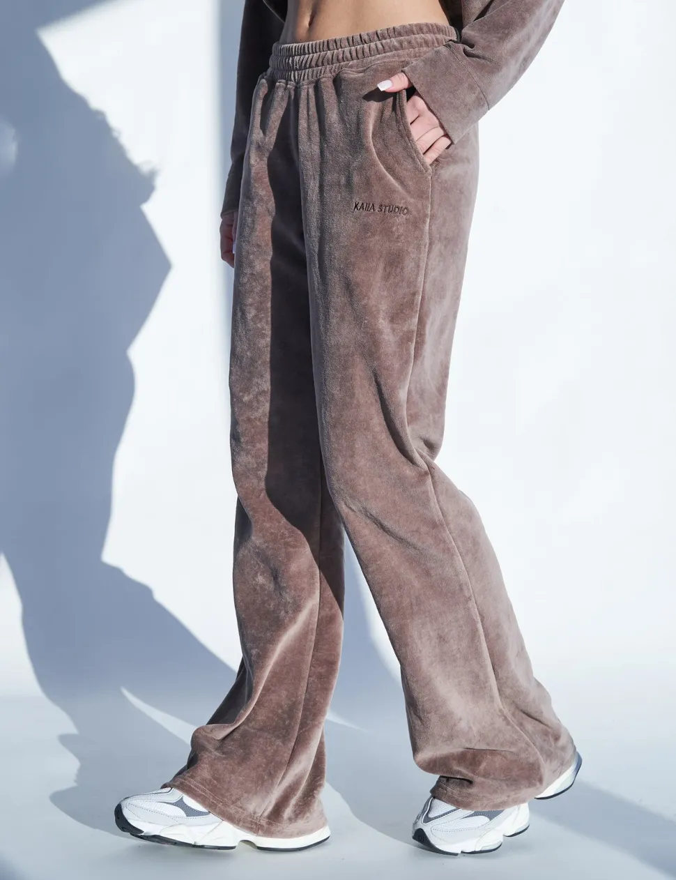 Hot Kaiia Studio Velour Wide Leg Pants Brown Sculpt & Leisure | Kaiia The Label