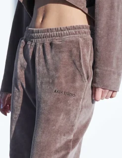 Hot Kaiia Studio Velour Wide Leg Pants Brown Sculpt & Leisure | Kaiia The Label