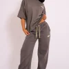 Outlet Kaiia Studio Wide Leg Joggers Dark Grey Sculpt & Leisure | Kaiia The Label