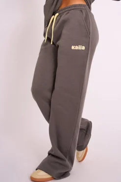 Outlet Kaiia Studio Wide Leg Joggers Dark Grey Sculpt & Leisure | Kaiia The Label
