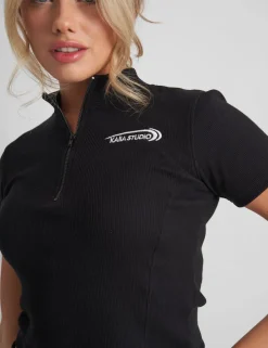 Flash Sale Kaiia Studio Zip Up Logo Crop Top Sculpt & Leisure | Kaiia The Label