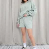 Sale Kaiia Sweat Logo Shorts in Sage Sculpt & Leisure | Kaiia The Label