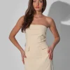 Fashion Kaiia Tailored Bandeau Mini Dress Natural Sculpt & Leisure | Kaiia The Label