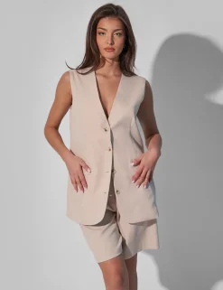Flash Sale Kaiia Tailored Longline Sleeveless Blazer Co-ord Sculpt & Leisure | Kaiia The Label