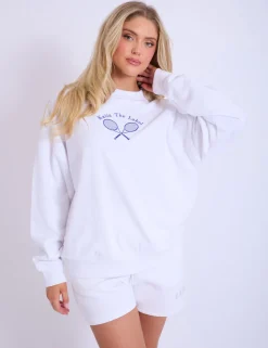 Flash Sale Kaiia Tennis Club Oversized Sweatshirt & Blue Sculpt & Leisure | Kaiia The Label