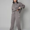 Sale Kaiia The Label Logo Wide Leg Joggers Dark Grey With Pink Sculpt & Leisure | Kaiia The Label