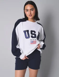 Discount Kaiia Usa Embroidered Oversized Sweatshirt Sculpt & Leisure | Kaiia The Label