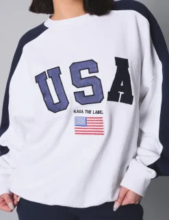 Discount Kaiia Usa Embroidered Oversized Sweatshirt Sculpt & Leisure | Kaiia The Label