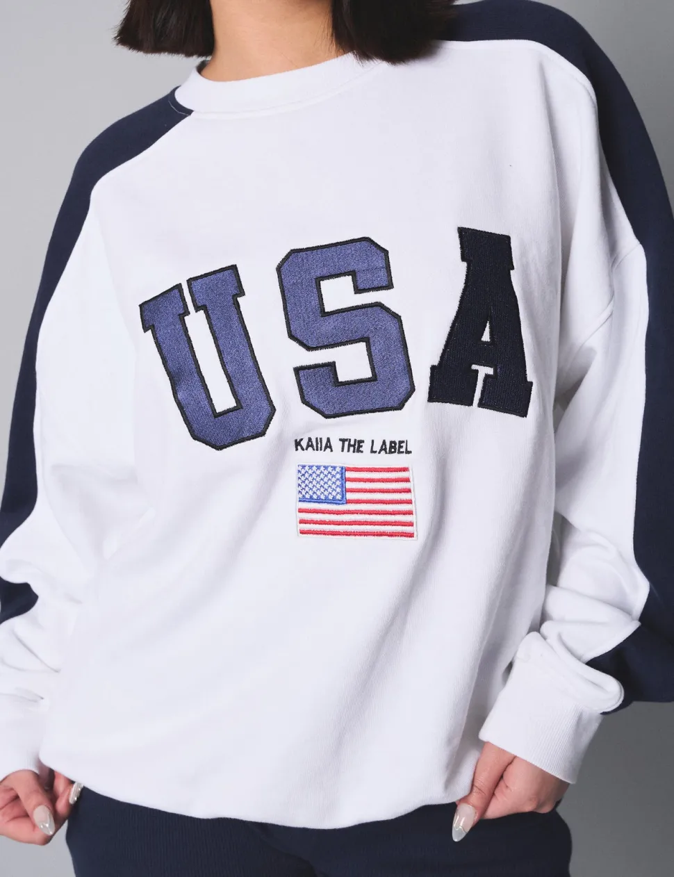 Discount Kaiia Usa Embroidered Oversized Sweatshirt Sculpt & Leisure | Kaiia The Label