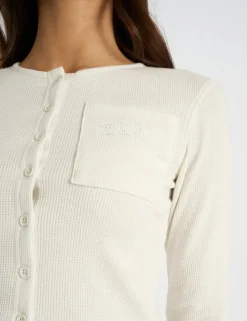 Fashion Kaiia Waffle Button Up Long Sleeve Top Sculpt & Leisure | Kaiia The Label