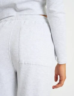 Best Sale Kaiia Waffle Wide Leg Joggers Grey Melange Sculpt & Leisure | Kaiia The Label