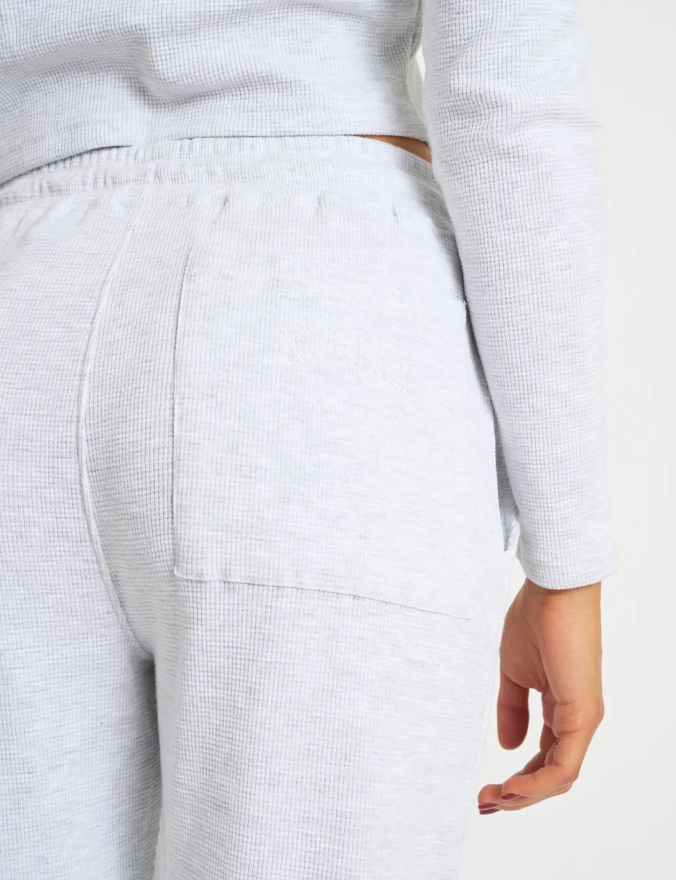 Best Sale Kaiia Waffle Wide Leg Joggers Grey Melange Sculpt & Leisure | Kaiia The Label