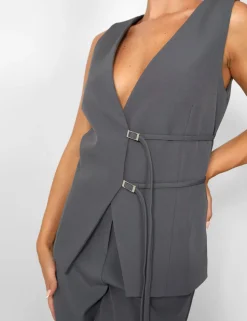Cheap Kaiia Wide Leg Cargo Trousers in Charcoal Sculpt & Leisure | Kaiia The Label