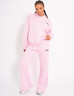 Clearance Kaiia Wide Leg Joggers Baby Pink & Black Sculpt & Leisure | Kaiia The Label