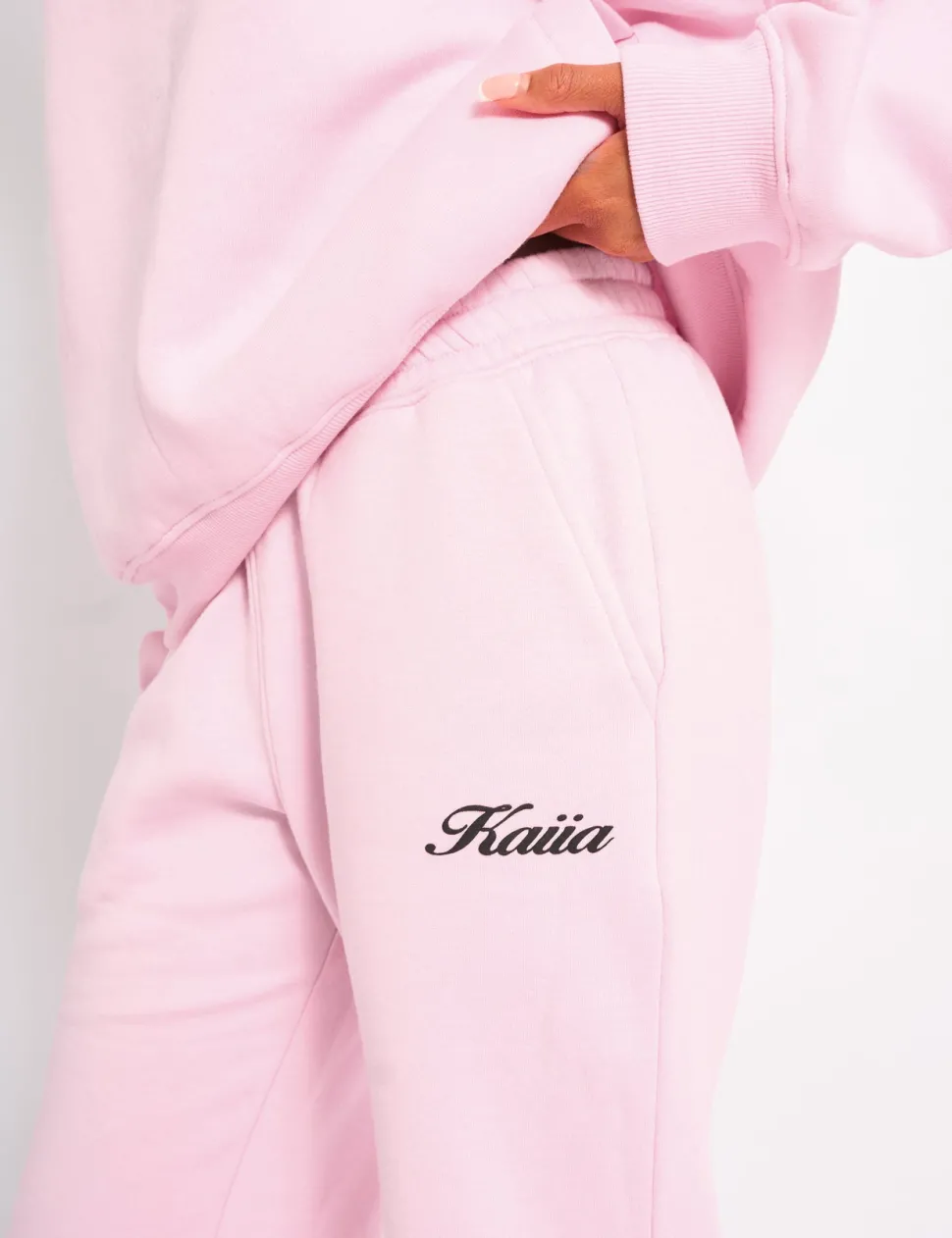 Clearance Kaiia Wide Leg Joggers Baby Pink & Black Sculpt & Leisure | Kaiia The Label