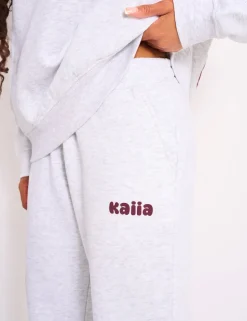 Flash Sale Kaiia Wide Leg Joggers Light Grey Marl & Plum Sculpt & Leisure | Kaiia The Label