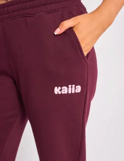 Cheap Kaiia Wide Leg Joggers Plum & Pink Sculpt & Leisure | Kaiia The Label