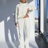 Best Sale Kaiia Wide Leg Sweat Pants in Vanilla Sculpt & Leisure | Kaiia The Label