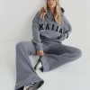 Outlet Kaiia Wide Leg Sweat Pants in Charcoal Sculpt & Leisure | Kaiia The Label