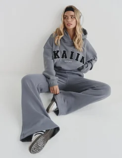 Outlet Kaiia Wide Leg Sweat Pants in Charcoal Sculpt & Leisure | Kaiia The Label