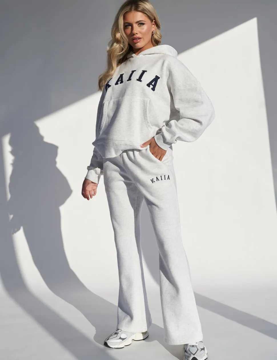 Hot Kaiia Wide Leg Sweat Pants In Marl Back In Stock | Sculpt & Leisure