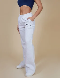 Hot Kaiia Wide Leg Sweat Pants In Marl Back In Stock | Sculpt & Leisure
