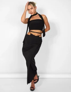 Shop Kaiia Wrap Tie Side Maxi Skirt in Sculpt & Leisure | Kaiia The Label
