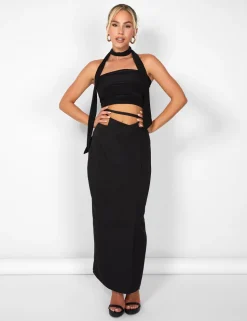 Shop Kaiia Wrap Tie Side Maxi Skirt in Sculpt & Leisure | Kaiia The Label