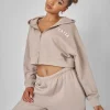 Online Kaiia Zip Through Cropped Hoodie Stone Sculpt & Leisure | Kaiia The Label