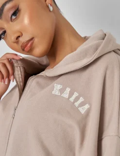 Online Kaiia Zip Through Cropped Hoodie Stone Sculpt & Leisure | Kaiia The Label