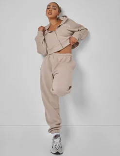 Online Kaiia Zip Through Cropped Hoodie Stone Sculpt & Leisure | Kaiia The Label
