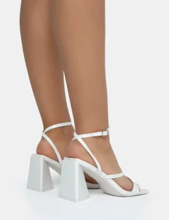 Fashion Kasia Croc Strappy Square Toe Mid Flared Block Heels Square Toe Heels | Block Heels