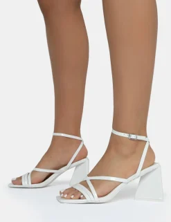 Fashion Kasia Croc Strappy Square Toe Mid Flared Block Heels Square Toe Heels | Block Heels
