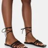 Shop Kelly PU Lace Up Flat Square Toe Sandals Flats | Square Toe Heels