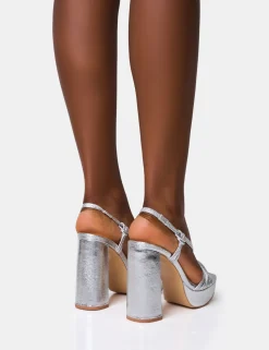 Flash Sale Kenya Knot Front Platform Heels Silver Heels | Block Heels