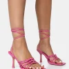 Cheap Keri Patent Strappy Lace Up Mid Heels Strappy Heels | Pink Heels