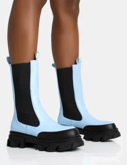 Discount Kira PU Chunky Sole Chelsea Ankle Boots Chunky Boots | Ankle Boots