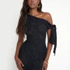 New Knot Detail Asymmetric One Shoulder Leopard Devore Mini Dress Sculpt & Leisure | Kaiia The Label
