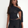 Cheap Knot Detail Asymmetric One Shoulder Leopard Devore Top Sculpt & Leisure | Kaiia The Label
