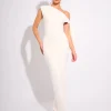 Online Knot Detail Asymmetric One Shoulder Luxe Slinky Maxi Dress Dresses