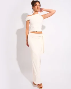 Best Sale Knot Detail Luxe Slinky Maxi Skirt Skirts