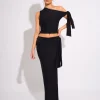 Cheap Knot Detail Luxe Slinky Maxi Skirt Skirts