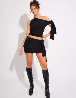 Cheap Knot Detail Luxe Slinky Mini Skirt Skirts